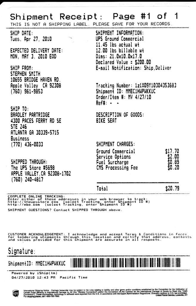 UPS Shipment Receipt Photo by stephen94401 Photobucket
